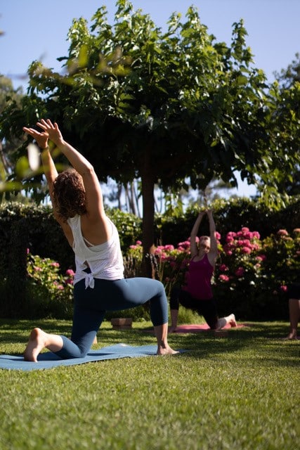yoga in a garden